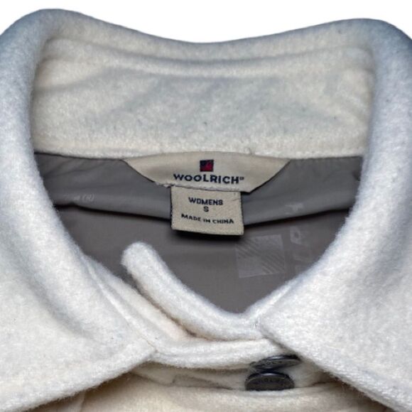 Woolrich Ivory Cream Wool Double Breasted Pea Coat, Size Small Fall Classic Coat - Picture 3 of 10